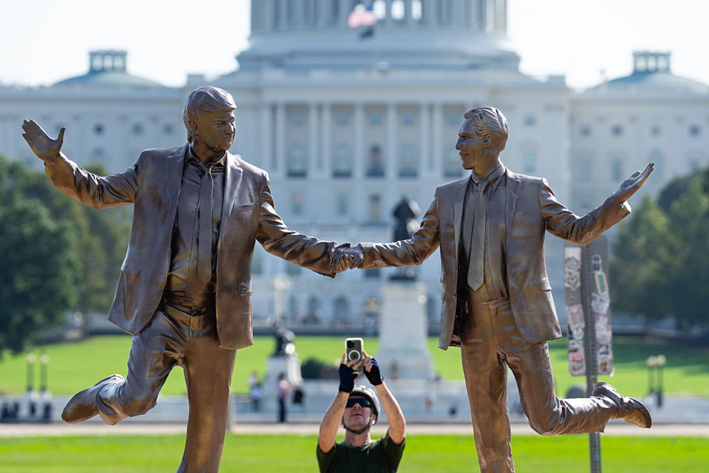 The Donald Trump and Jeffrey Epstein friendship statue in Washington DC